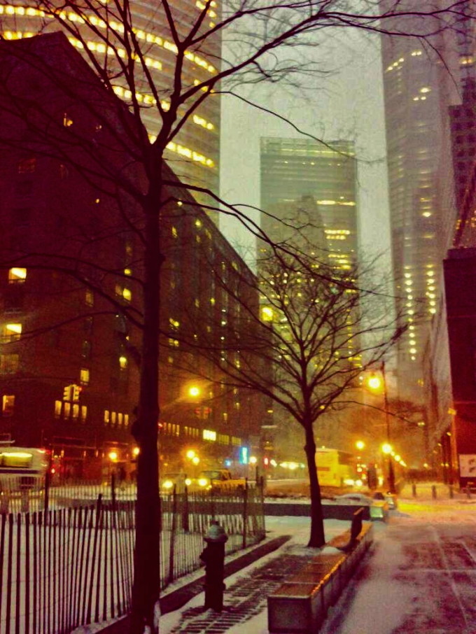 nyc battery park city snow