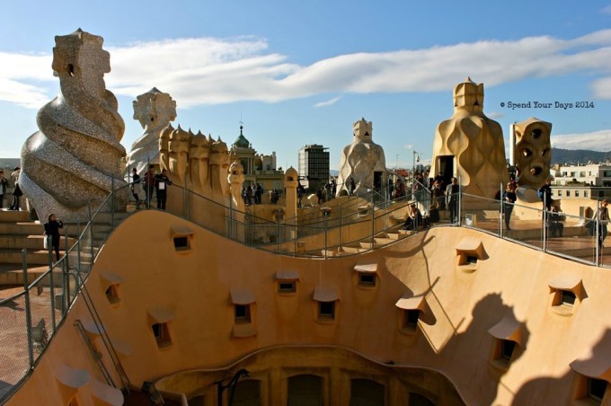 casa mila la pedrera barcelona spain rooftop