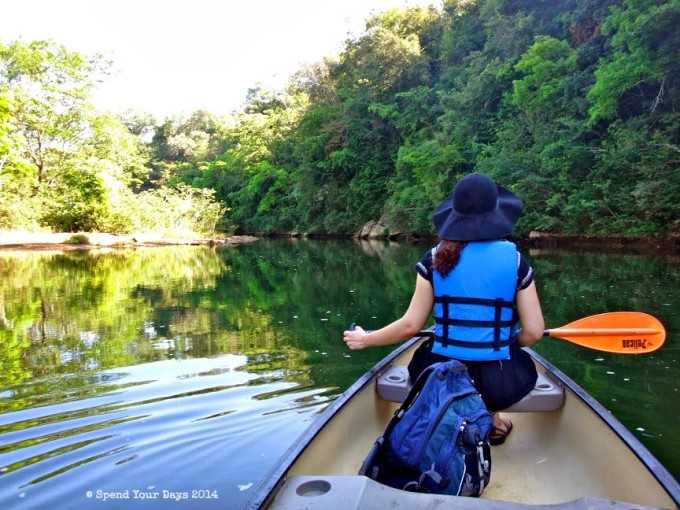 belize macal river canoe